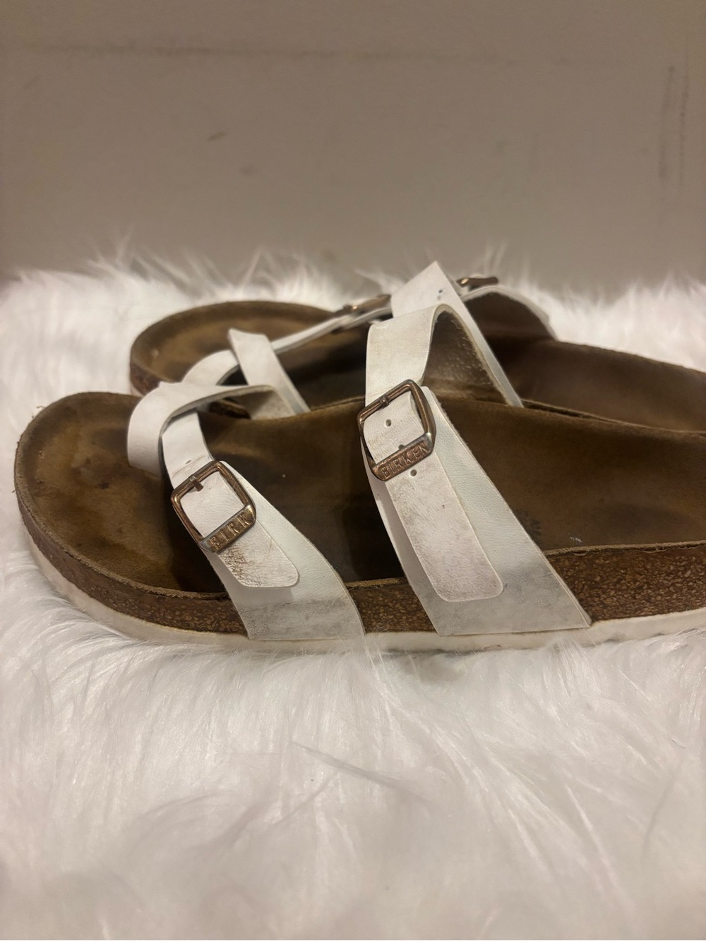 Birkenstock White Double Buckle Cork Footbed Sandals